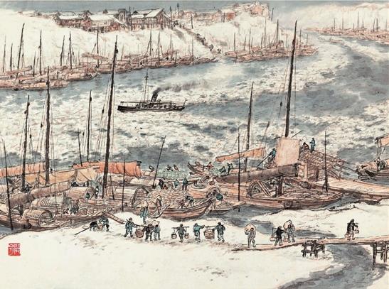 关山月 汉水流水解冻