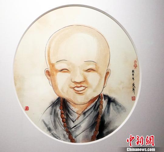 “禅画小和尚水墨艺术展”开幕
