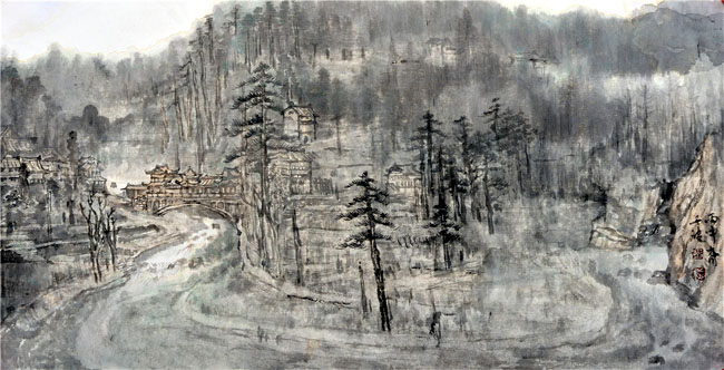 雷山郎德上寨景四写生作品