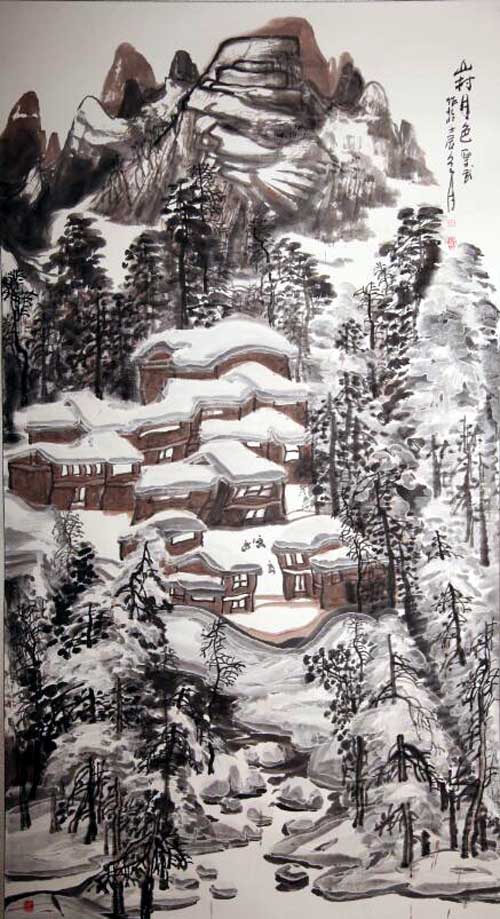 姚厚武  山东     山村月色
