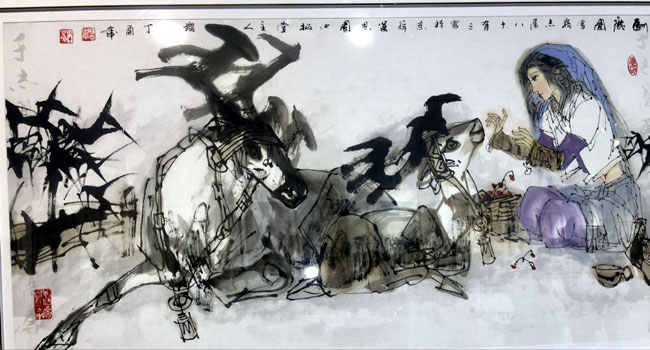 于志学  驯鹿图   68x136cm  2017年