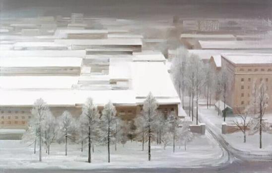 《城市的雪》 布面油彩65.5×100.4cm 1991 年