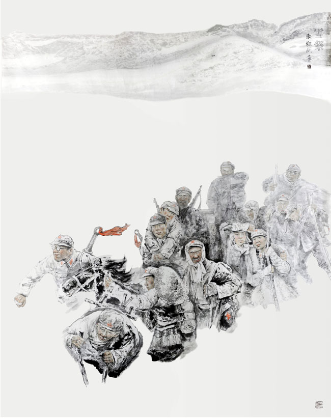 红映中国光辉岁月张翔洲革命历史题材人物画作品赏析