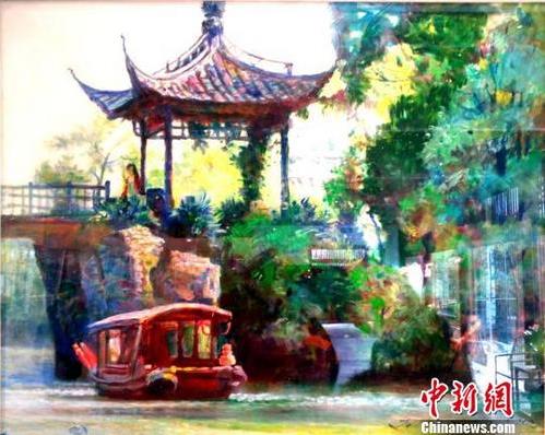 乌克兰油画大师创作“瘦西湖”油画作品在扬州展出