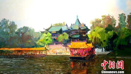 乌克兰油画大师创作“瘦西湖”油画作品在扬州展出