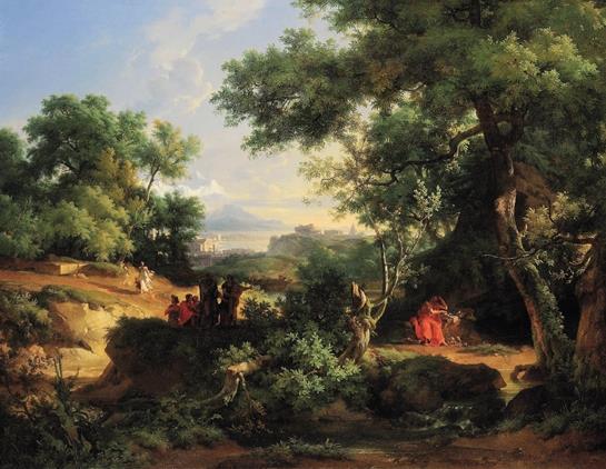 阿吉利-埃特纳·米凯龙(1796-1822) 德谟克里特与阿布德人 115×145cm 布面油画 1817年