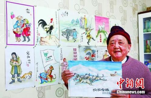 浙江德清八旬老人年俗漫画庆新年