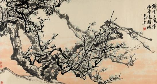 于希宁 晨曦白梅 95×177cm 国画