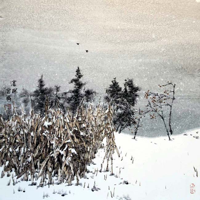 汤宽义《深冬》68X68cm