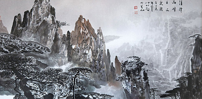 清潭两峰百丈泉 69×138cm 2016年