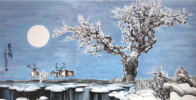 载月归 69×138cm 2018年