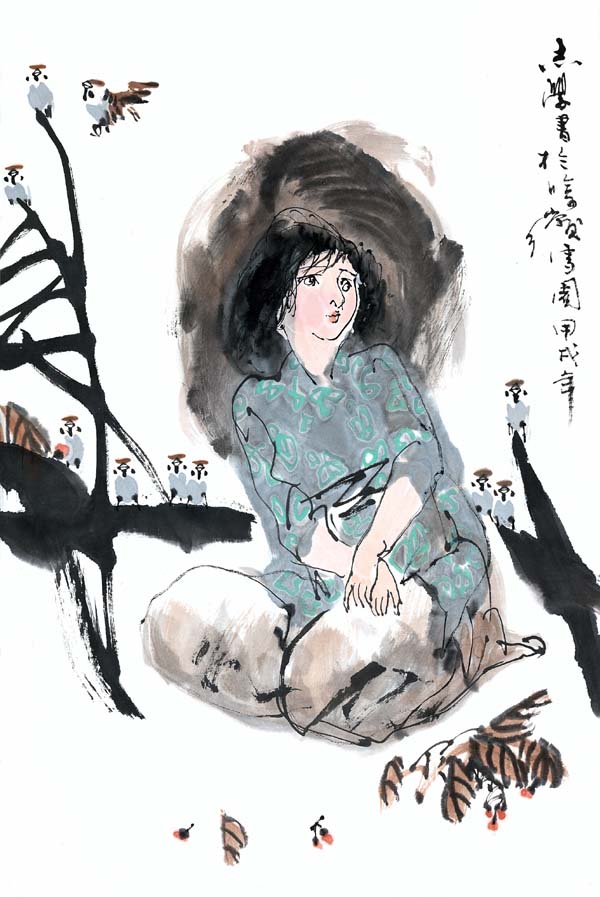 1994年 翠鸟留风 68x46cm