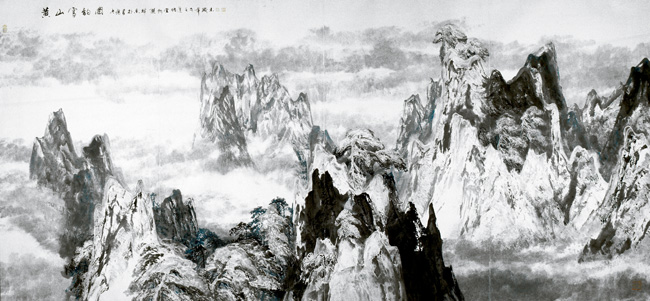 2002年 176x370 黄山雪韻图