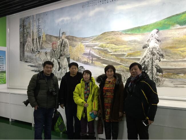 2016年冰雪画派参加内蒙古根河汗马生态文化馆巨幅中国画《大兴安岭》作品揭幕仪式