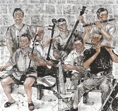 周开芬作品《晚景如春》(水墨画)