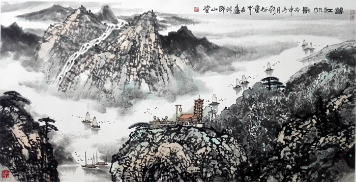 张松作品《春江帆影》