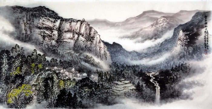 刘东方山水画作品:《云起搁船尖》