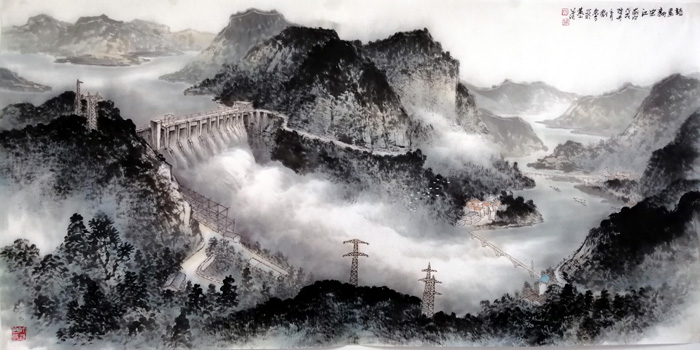 刘东方山水画作品:《诗画新安江》