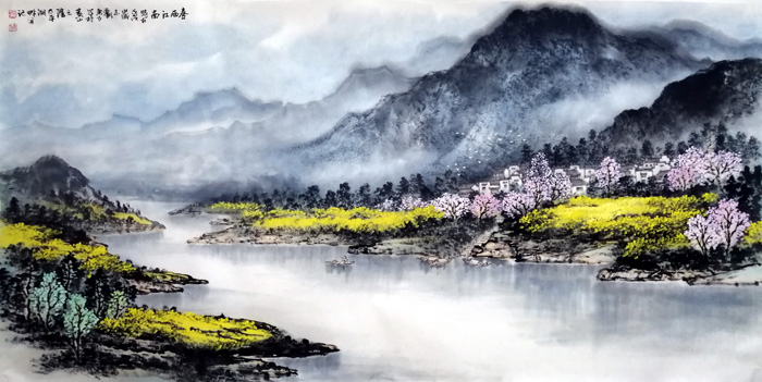 刘东方山水画作品：《春雨江南》