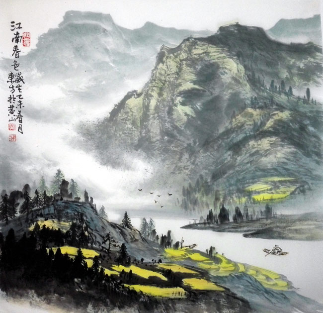 刘东方山水画作品:江南春色2015年黄山太平湖写生