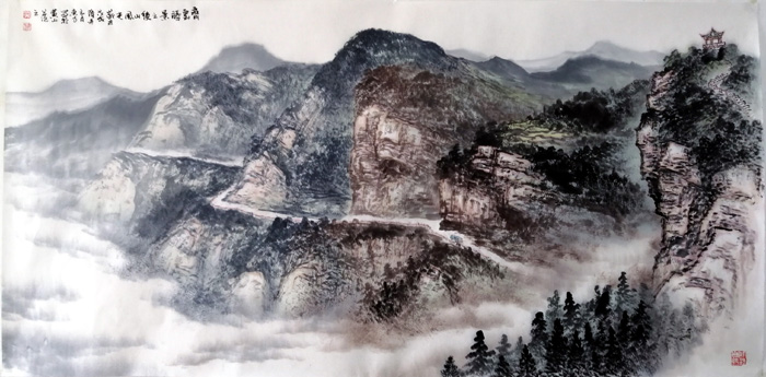 刘东方山水画作品:《齐云胜境之后山风光》