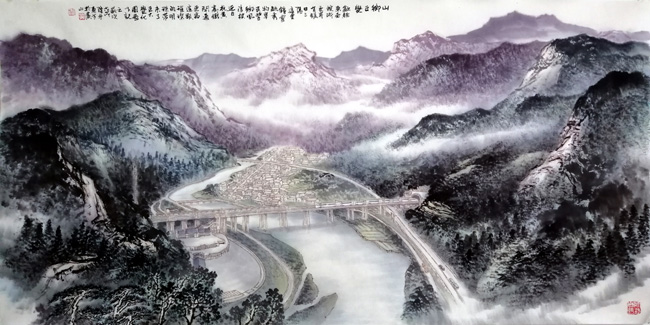 刘东方山水画作品:山乡巨变2019年歙县三阳镇采风
