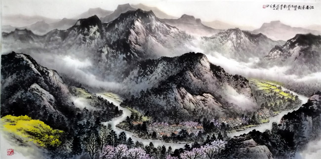 刘东方山水画作品:江南春韵2019年歙县山乡采风
