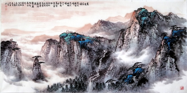 刘东方山水画作品:黄山晨曦2019黄山风景区采风