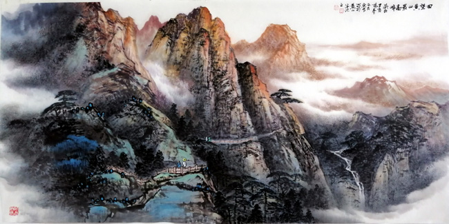 刘东方山水画作品:回望黄山最高峰2019黄山风景区采风