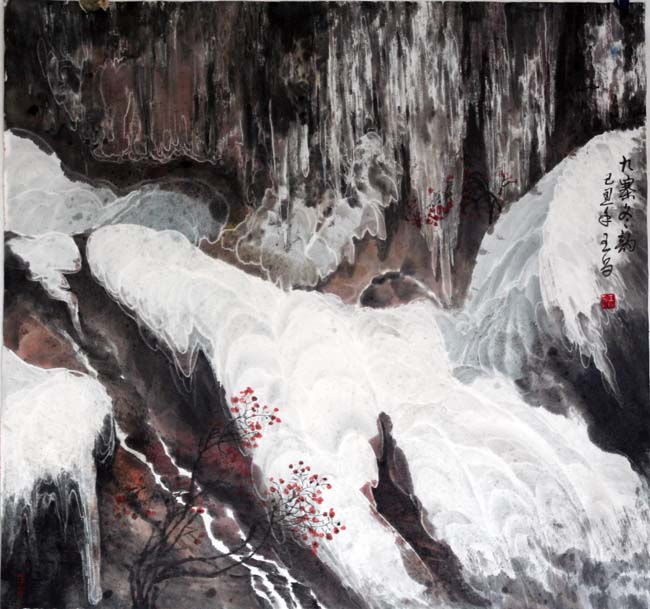 2-王昌 九寨冬韵 68x68 2009年.JPG 2-王昌 九寨冬韵 68x68 2009年.JPG