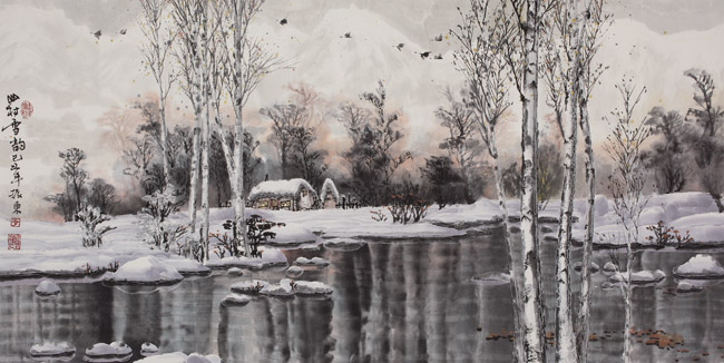 山村雪韵 68×136cm 2009年 李振东.jpg 山村雪韵 68×136cm 2009年 李振东.jpg