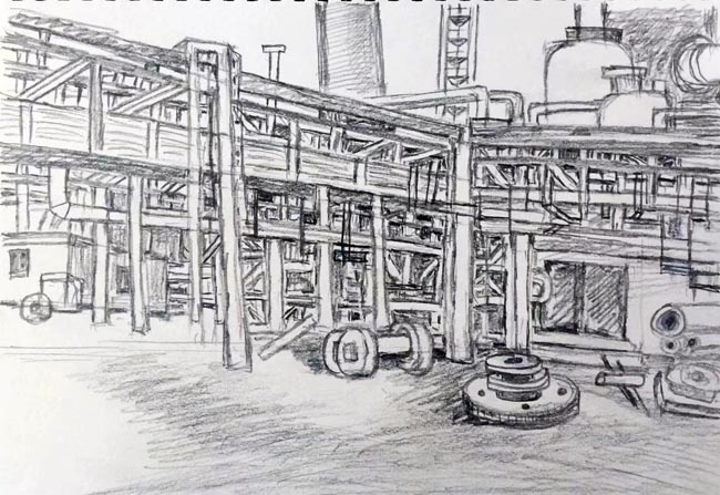 石学彦《金川公司厂区写生之一》30x20cm.jpg 石学彦《金川公司厂区写生之一》30x20cm.jpg