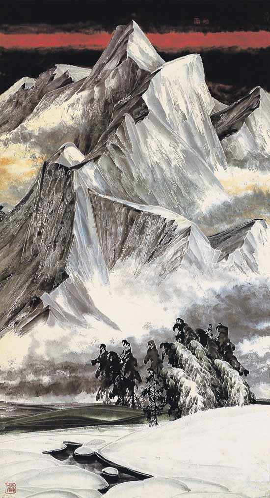 5-于志学 《雪山颂》1993年 186x90cm.jpg 5-于志学 《雪山颂》1993年 186x90cm.jpg