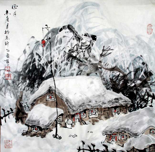 7-于志学 《正月》2005年 68x68cm 用雪皴法表现落雪的房顶 .jpg 7-于志学 《正月》2005年 68x68cm 用雪皴法表现落雪的房顶 .jpg