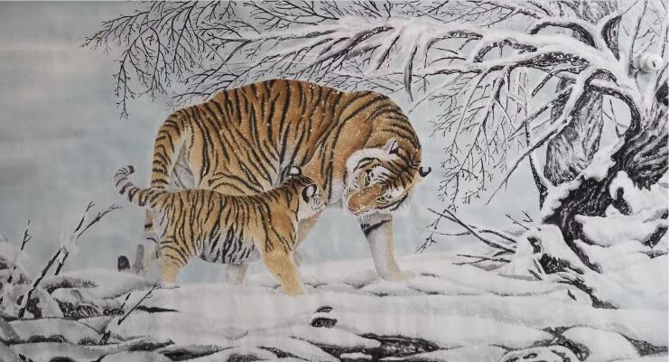 14-刘春华 母爱无疆 (雪皴法皴树干)2019年 70x140cm.jpg 14-刘春华 母爱无疆 (雪皴法皴树干)2019年 70x140cm.jpg