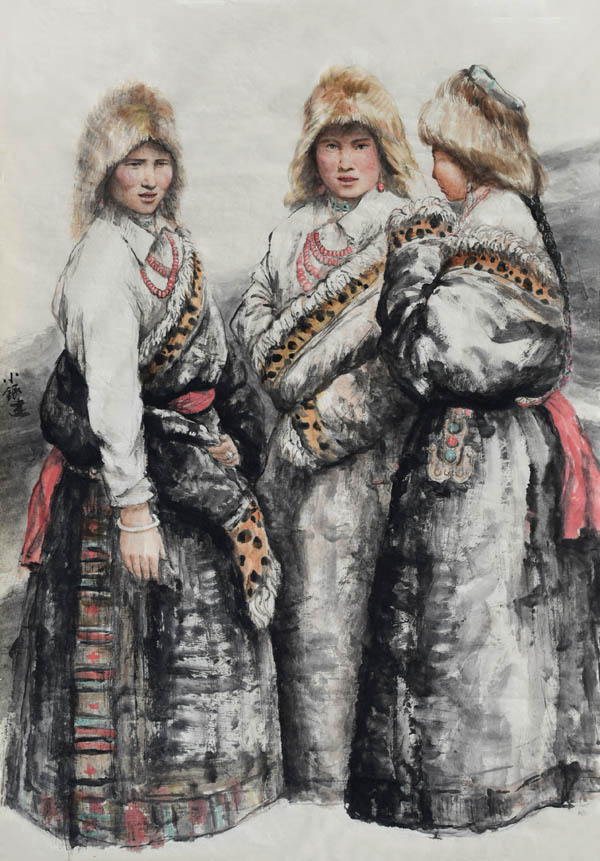 《草原姐妹花》160x97cm2002年.JPG 《草原姐妹花》160x97cm2002年.JPG